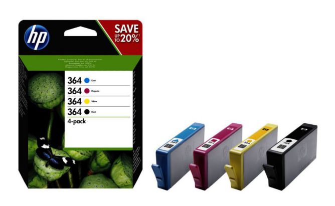 HP Pack de ahorro de 4 cartuchos de tinta original 364 negro