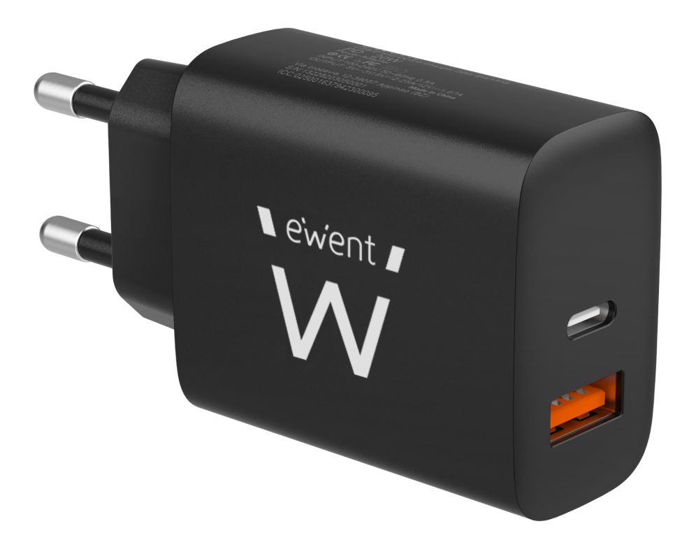 CARGADOR MOVIL EWENT RAPIDO USB C y QC30 20W