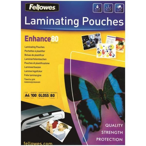 PACK 100 FUNDAS PLASTIFICAR A3 80 MICRAS BRILLO FELLOWES