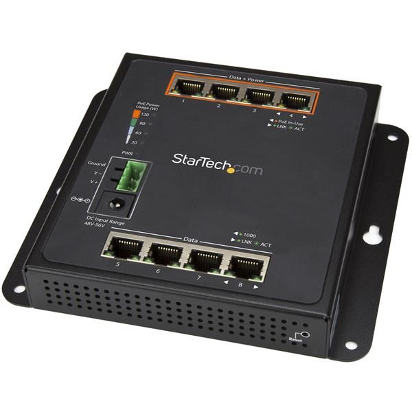 Startechcom Switch Conmutador De Red Gigabit Ethernet Con 8 Puertos 4 Poe  30w Por Puerto  De Pared  Gestionado